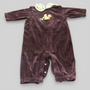 Vintage y2k one piece embroidery squirrel floral nuts outfit Gymboree 2004 baby